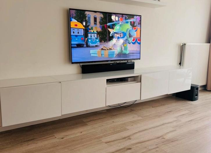 Ikea Besta TV Meubel met glasplaat, Huis en Inrichting, Kasten | Televisiemeubels, Gebruikt, Minder dan 100 cm, 200 cm of meer