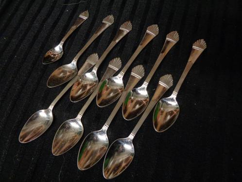 9 theelepels en 1 mosterd lepeltje van sola, Antiek en Kunst, Antiek | Bestek, Ophalen of Verzenden