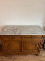 Houten kast met marmeren blad, Huis en Inrichting, Kasten | Dressoirs, Ophalen, Gebruikt, 100 tot 150 cm, Met lade(s)