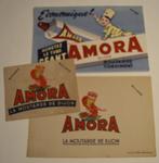 AMORA mosterd.3 verschillende. Vloeibladen., Ophalen of Verzenden, Reclamebord