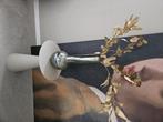 Groen/ bruine glazen vaas met gouden takken, Huis en Inrichting, Woonaccessoires | Vazen, Ophalen, Minder dan 50 cm, Groen, Glas