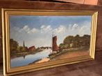 Oud Fries landschap met skûtsje – schilderij 8849, Antiek en Kunst, Ophalen of Verzenden