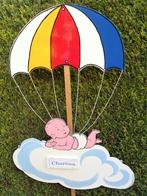 Geboortebord baby aan parachute met gratis naamplaatje., Nieuw, Geboortebord, Ophalen