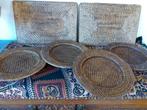 Vintage Birmese gevlochten rotan placemat 6 x, Ophalen of Verzenden, Zo goed als nieuw, Rond, Riet