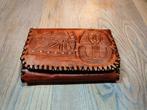 Handgemaakte leren portemonnee met Toetanchamon design, Ophalen of Verzenden, Zo goed als nieuw, Bruin, Leer
