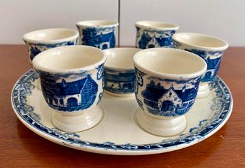 Set eierdop-set compleet, S.C.M. "Boerenhoeve blauw" beschikbaar voor biedingen