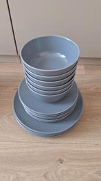 Servies (17-delig: ontbreekt 1 groot bord) grijsblauw, Huis en Inrichting, Keuken | Servies, Ophalen, Gebruikt, Keramiek, Effen