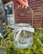 Glazen kandelaar met de tekst winter met strik en ster, Ophalen of Verzenden, Zo goed als nieuw