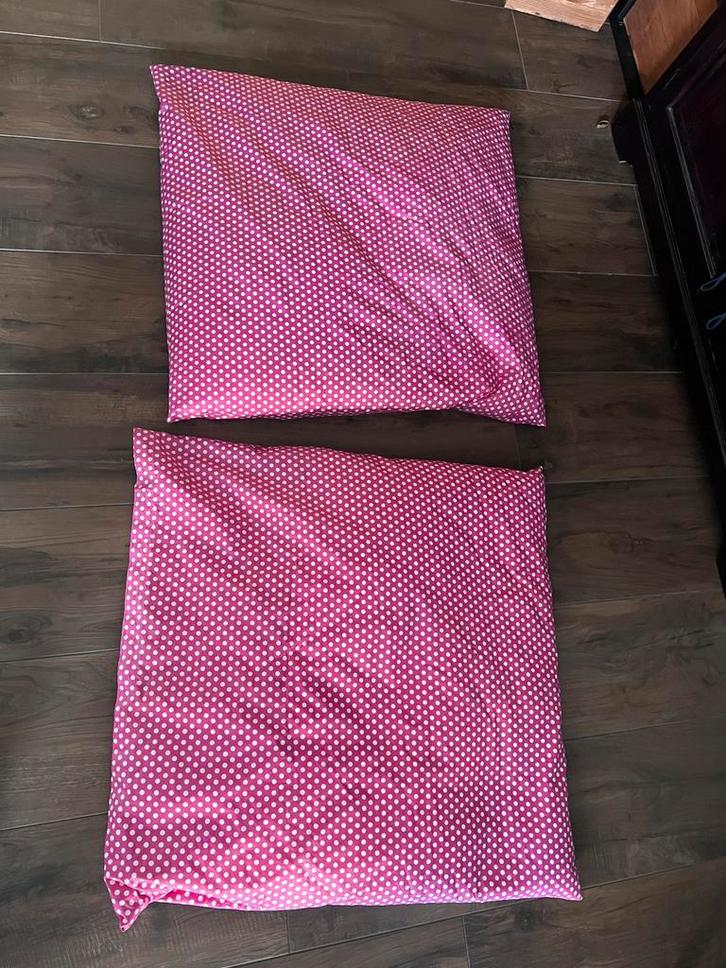 Zitkussen roze wit gestippeld, ca 95 cm, afneemb hoes, Huis en Inrichting, Woonaccessoires | Kussens, Zo goed als nieuw, Roze