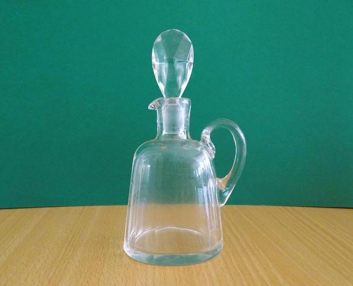 Antiek Kristalglas klein plat Karafje met stop, Antiek en Kunst, Antiek | Glas en Kristal, Ophalen of Verzenden