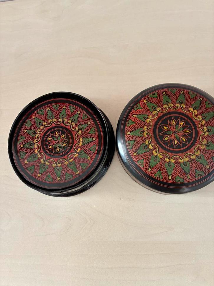 6 mooie onderzetters in doosje uit Myanmar, nieuw, Huis en Inrichting, Woonaccessoires | Onderzetters, Nieuw, Glas of Kopje, Ophalen of Verzenden