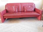 Leolux 3pers roodlederen bank, Ophalen, Gebruikt, Minder dan 75 cm, 150 tot 200 cm