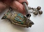 Mooie 19e Chinees zilver met emaille/cloisonne naaldenkoker., Ophalen of Verzenden