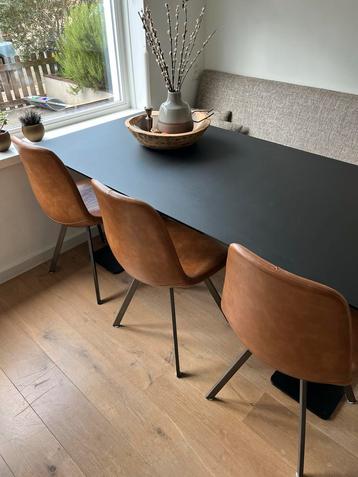 Set van 3 bruine lederen stoelen beschikbaar voor biedingen