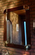 Oude houten spiegel met goudkleurige hoeken, Antiek en Kunst, Antiek | Spiegels, Ophalen, Rechthoekig