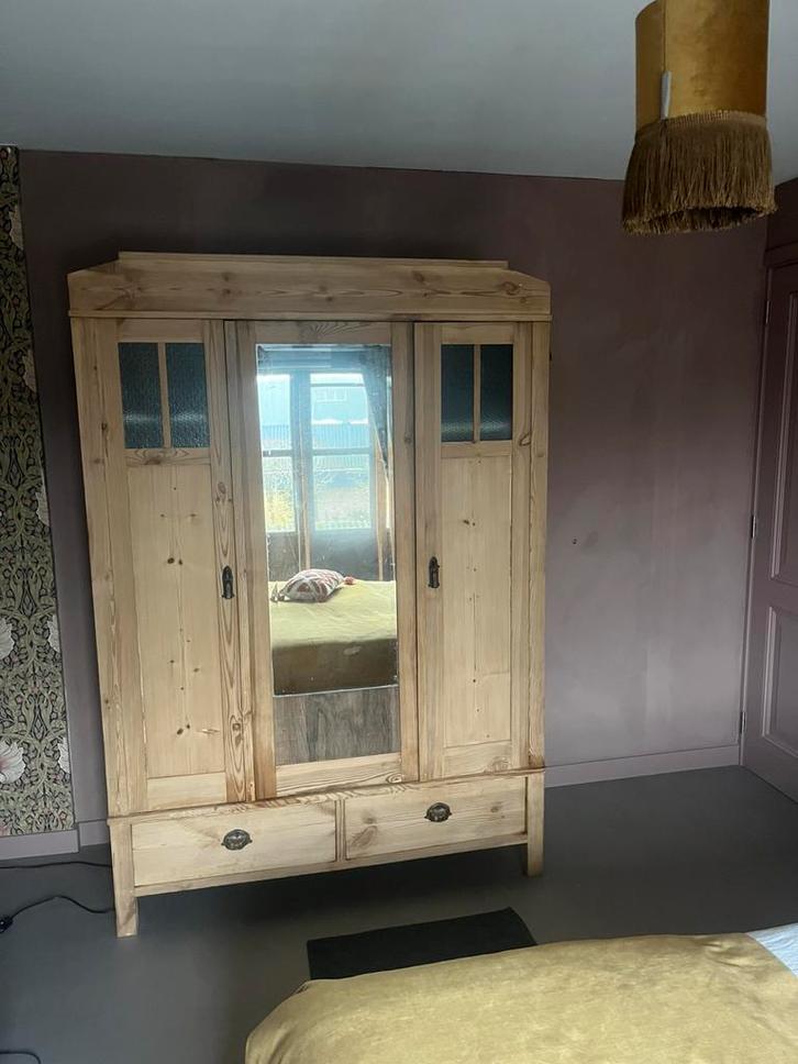 Oud grenen kledingkast, Huis en Inrichting, Kasten | Kledingkasten, Gebruikt, 150 tot 200 cm, 100 tot 150 cm, 50 tot 75 cm, Met plank(en)