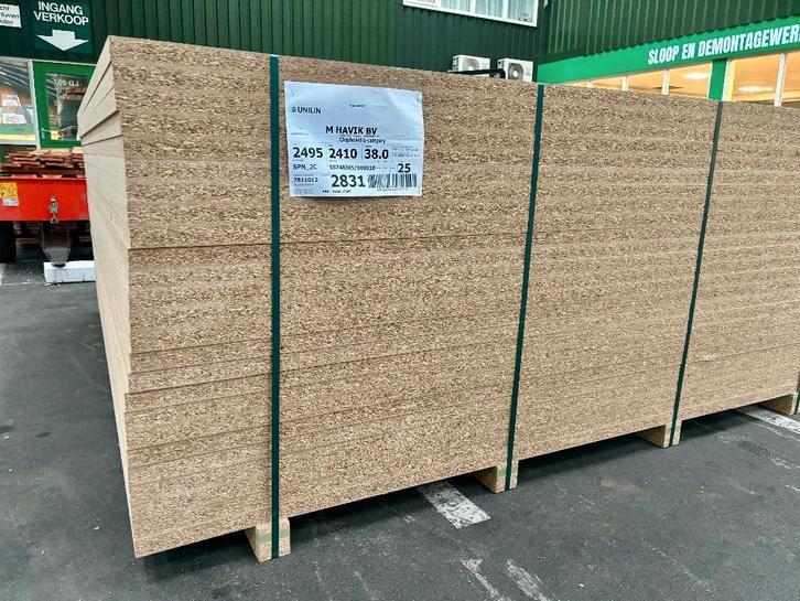 Spaanplaat in 30 en 38mm dik. Pakafname € 7,30 m2, Doe-het-zelf en Verbouw, Platen en Panelen, Nieuw, Betonplex, Ophalen
