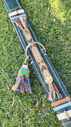 Ibiza boho halsband groen leer grijs nappa voering mt 38-48, Ophalen of Verzenden, Handgemaakt, Nieuw