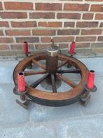 Karrewiel hanglamp, Ophalen, Gebruikt, Hout