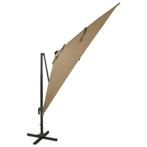 Zweefparasol met paal en LED-verlichting 300 cm taupe, Nieuw, Kantelbaar, Zweefparasol, Ophalen of Verzenden