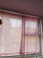 4 roze vitrage gordijntjes, Huis en Inrichting, Stoffering | Gordijnen en Lamellen, Ophalen of Verzenden, Gebruikt, Minder dan 100 cm