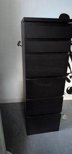Zwarte Ladekast met 6 Laden- ikea malm met spiegel, Huis en Inrichting, Kasten | Ladekasten, Ophalen, Minder dan 50 cm, Gebruikt