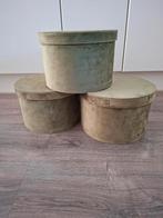 3 olijfgroene opberg boxen, dozen,  bakken, Ophalen of Verzenden, Zo goed als nieuw, Rond