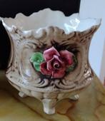 1 bloempot15cm hoog, 20 cm breed met bloemdecoratie, Ophalen, Gebruikt, Rond