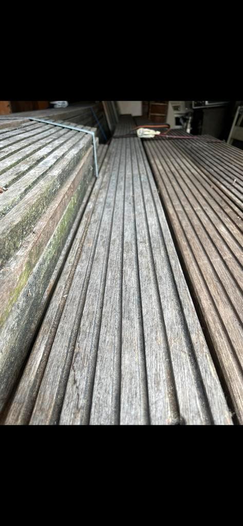 Hardhouten vlonderplanken Bankirai 25 mm, 19 m2, Tuin en Terras, Terrasdelen en Vlonders, Gebruikt, Hout, Ophalen