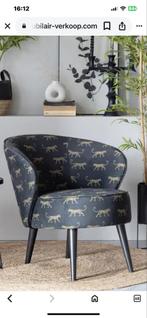 Bo fauteuil fluweel met panter print, Huis en Inrichting, Fauteuils, Ophalen, Minder dan 75 cm, 50 tot 75 cm
