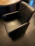 6x lederen eetkamer fauteuils op wieltjes, Huis en Inrichting, Fauteuils, Ophalen, Gebruikt, Minder dan 75 cm, 50 tot 75 cm