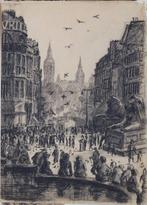 Else van Arkel krijttekening "Duiven Trafalgar Square, 1945", Antiek en Kunst, Ophalen