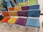 8 eetkamer stoelen - ribstof met chromen poot, Ophalen, Gebruikt, Overige kleuren, Metaal
