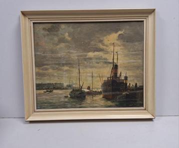 Schilderij Rotterdamse haven - Cornelis van der Zwalm beschikbaar voor biedingen