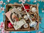 Set kerstballen varié, antieke kaart, piek, glazen ketting, Diversen, Kerst, Ophalen of Verzenden