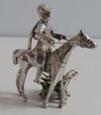 Koopje!(no 8) Zilveren miniatuur jager/3 jachthonden, incl v, Verzenden, Zilver