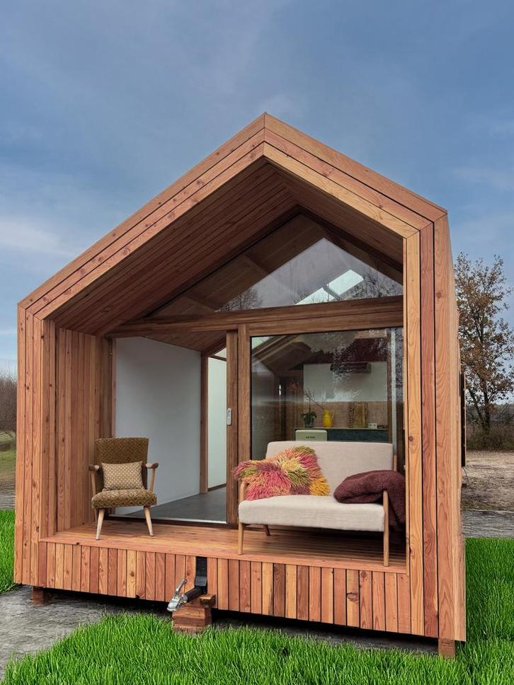 Tiny house / mantelzorgwoning /thuiskantoor/recreactiewoning, Huizen en Kamers, Recreatiewoningen te koop