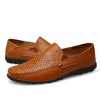 Bruine heren leren loafers gaatjes instappers mocassins, Verzenden, Nieuw, Bruin, Loafers