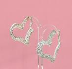Schitterende zilveren hart strass creool oorbellen., Overige materialen, Nieuw, Ophalen of Verzenden, Knopjes of Stekers