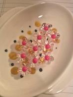 Donker roze bloem kralen -10 stuks, Antiek en Kunst, Verzenden
