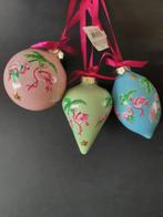 Flamingo kerstballen 3 stuks Kurt S. Adler, Diversen, Kerst, Verzenden, Nieuw