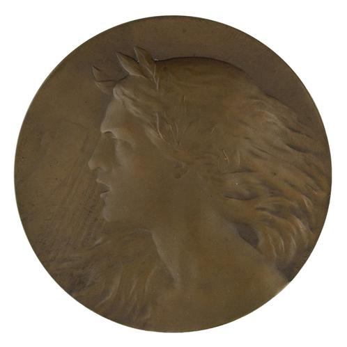 Penning Paul Niclausse : La Musique Guerrière, 1900, Postzegels en Munten, Penningen en Medailles, Brons, Buitenland, Verzenden