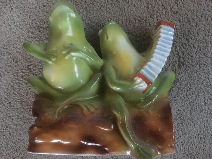 prachtig zingende kikkers van aardewerk, Verzamelen, Beelden en Beeldjes, Gebruikt, Dier, Ophalen of Verzenden