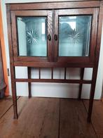 Antiek Hollands eikenhouten theekastje met glas, Ophalen