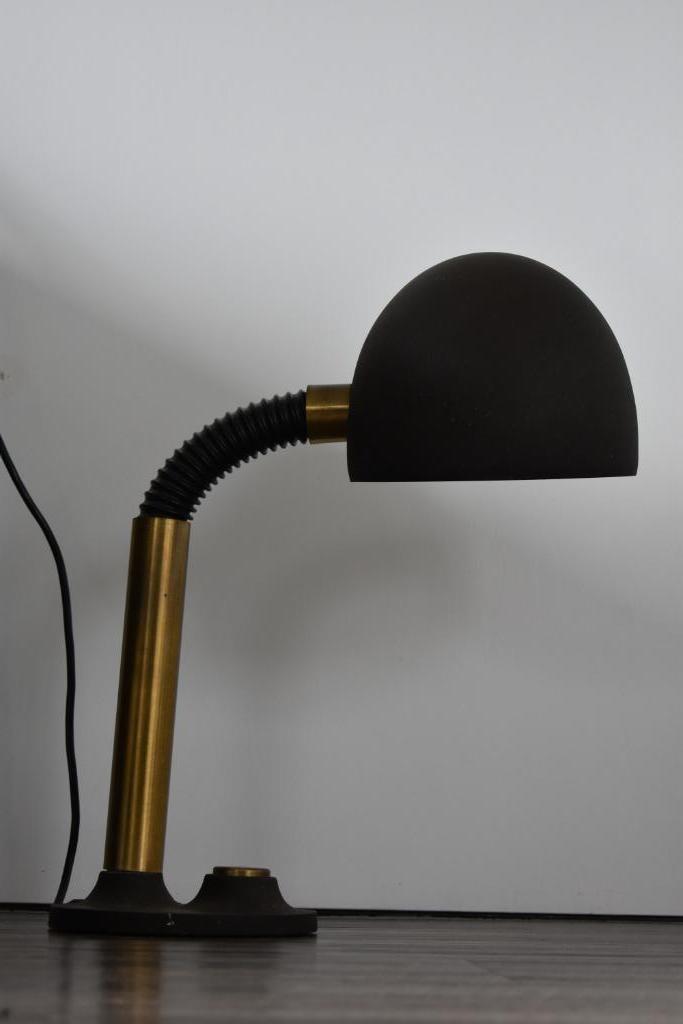 Hillebrand 7404 desk lamp bruin messing, Huis en Inrichting, Lampen | Tafellampen, Gebruikt, Minder dan 50 cm, Metaal, Ophalen