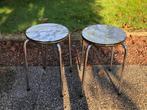 2 retro formica krukjes – marmer motief & chroom, Ophalen