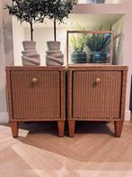 2 vintage rotan nachtkastjes riet boho ladekast bijzettafels, Huis en Inrichting, Kasten | Ladekasten, Ophalen, 50 tot 100 cm