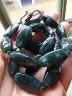 Collier van grote ovale Kralen Mos- AGAAT en Zilver Slot, Sieraden, Tassen en Uiterlijk, Antieke sieraden, Verzenden, Zilver, Ring