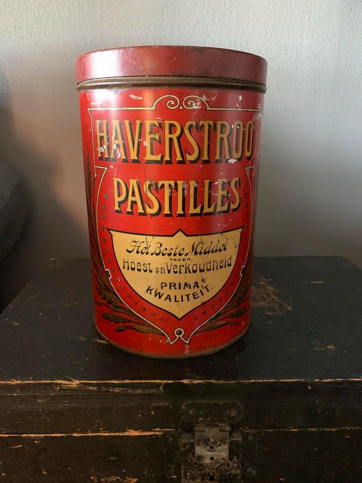 Zeldzaam Haverstroo Pastilles Winkelblik jaren 20, Verzamelen, Blikken, Gebruikt, Overige, Overige merken, Ophalen of Verzenden