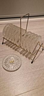 Kristallen Onderzetters met houder, Ophalen, Zo goed als nieuw, Glas of Kopje